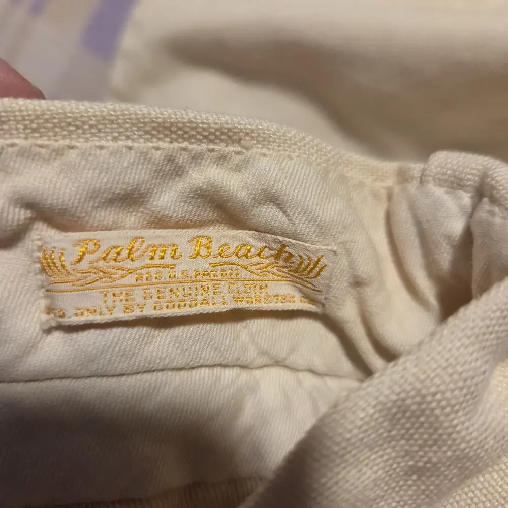 Vintage 1940s Palm Beach Gabardine Rayon Pleated Trouser Linen Pants Size 29x28